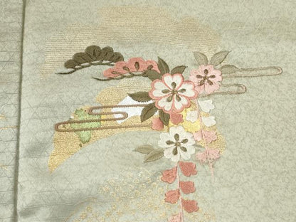 平和屋着物●訪問着　刺繍　エ霞雪芝花松文　暈し染め　金銀彩　正絹　逸品　未使用　CABM3890yc