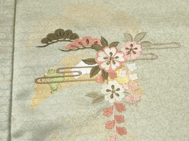 平和屋着物●訪問着　刺繍　エ霞雪芝花松文　暈し染め　金銀彩　正絹　逸品　未使用　CABM3890yc