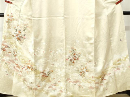 平和屋着物●訪問着　作家物　駒刺繍　浜松花籠文　暈し染め　金彩　正絹　逸品　CABM3894yc