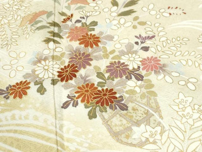 平和屋着物●訪問着　作家物　駒刺繍　浜松花籠文　暈し染め　金彩　正絹　逸品　CABM3894yc