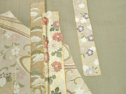 平和屋着物●訪問着　駒刺繍　道長短冊花唐草文　金彩　正絹　逸品　CABM3895yc