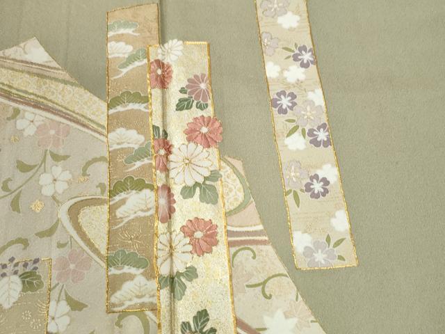 平和屋着物●訪問着　駒刺繍　道長短冊花唐草文　金彩　正絹　逸品　CABM3895yc