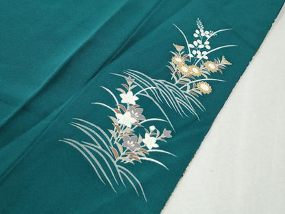 平和屋着物●訪問着　雲取り流水籬草花文　金彩　正絹　逸品　CABM3897yc