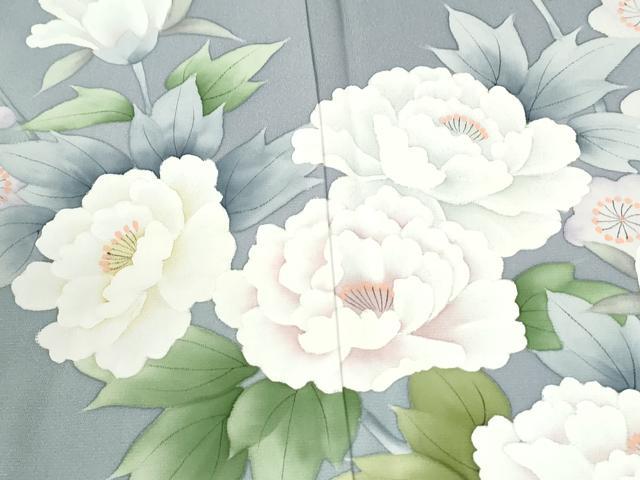 平和屋着物●訪問着　作家物　手描き　牡丹梅文　暈し染め　正絹　逸品　未使用　CABM3901yc