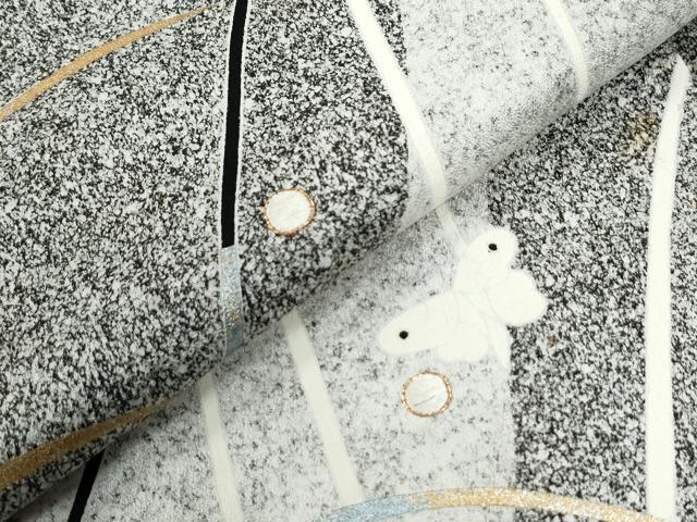 平和屋着物●訪問着　駒刺繍　露芝舞蝶文　たたき染め　金彩　正絹　逸品　CABM3902yc