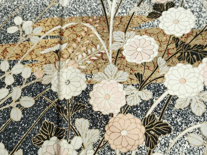 平和屋着物●訪問着　霞籬草花文　たたき染め　金彩　正絹　逸品　CABM3903yc