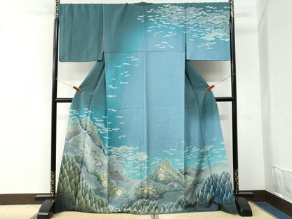 平和屋着物●吉乃一廉　幻の辻が花　訪問着　暈し染め　銀通し地　ロング丈　正絹　逸品　CABM3912yc