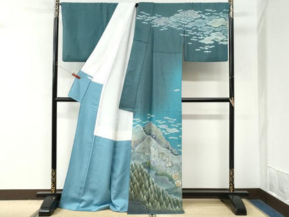 平和屋着物●吉乃一廉　幻の辻が花　訪問着　暈し染め　銀通し地　ロング丈　正絹　逸品　CABM3912yc