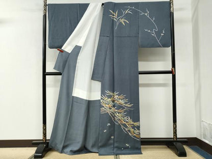平和屋着物●訪問着　松葉文　金彩　正絹　逸品　CABM3914yc