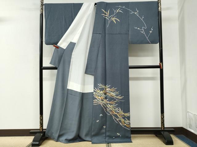 平和屋着物●訪問着　松葉文　金彩　正絹　逸品　CABM3914yc