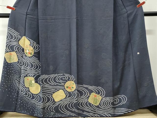 平和屋着物●訪問着　作家物　絞り　刺繍　流水万寿菊草花文　金通し地　正絹　逸品　CABM3915yc
