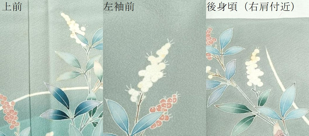 平和屋着物●訪問着　友禅　作家物　休み鳥葡萄枝葉文　暈し染め　正絹　逸品　未使用　CABM3917yc