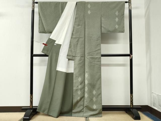 平和屋着物●訪問着　紬地　菱文　金彩　正絹　逸品　未使用　CABM3918yc