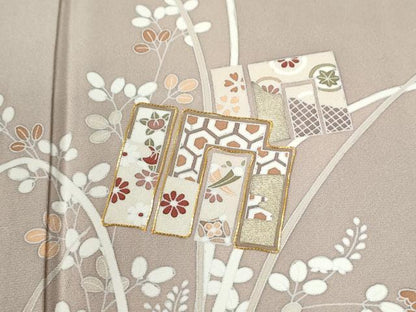 平和屋着物●訪問着　駒刺繍　源氏香枝花文　金彩　正絹　逸品　CABM3920yc