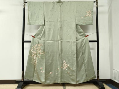 平和屋着物●訪問着　舞蝶芝草松葉枝梅文　金彩　正絹　逸品　CABM3925yc