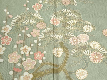 平和屋着物●訪問着　舞蝶芝草松葉枝梅文　金彩　正絹　逸品　CABM3925yc