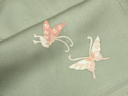 平和屋着物●訪問着　舞蝶芝草松葉枝梅文　金彩　正絹　逸品　CABM3925yc