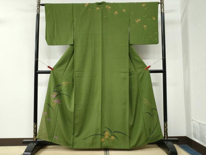 平和屋着物●訪問着　稲穂草花文　正絹　逸品　CABM3932yc