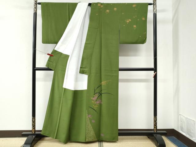 平和屋着物●訪問着　稲穂草花文　正絹　逸品　CABM3932yc