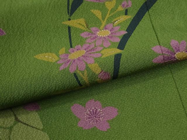 平和屋着物●訪問着　稲穂草花文　正絹　逸品　CABM3932yc