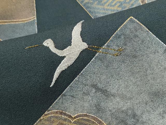平和屋着物●訪問着　刺繍　色紙重ね飛鶴枝梅文　金彩　正絹　逸品　CABM3933yc