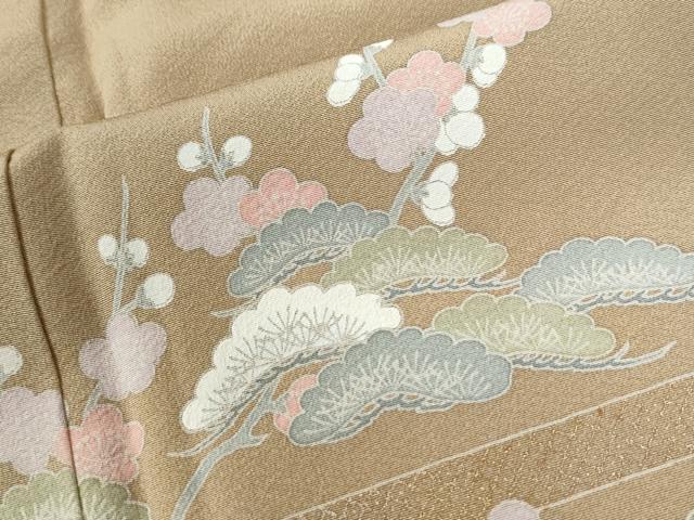 平和屋着物●訪問着　友禅　流水籬松竹梅花文　暈し染め　正絹　逸品　CABM3934yc