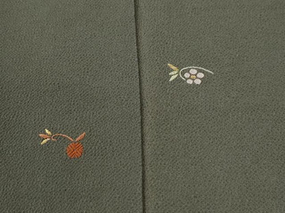平和屋着物●訪問着　総刺繍　竹屋町刺繍　草花文　鬼しぼ縮緬　正絹　逸品　CABM3935yc
