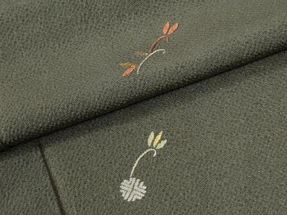 平和屋着物●訪問着　総刺繍　竹屋町刺繍　草花文　鬼しぼ縮緬　正絹　逸品　CABM3935yc