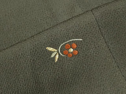 平和屋着物●訪問着　総刺繍　竹屋町刺繍　草花文　鬼しぼ縮緬　正絹　逸品　CABM3935yc