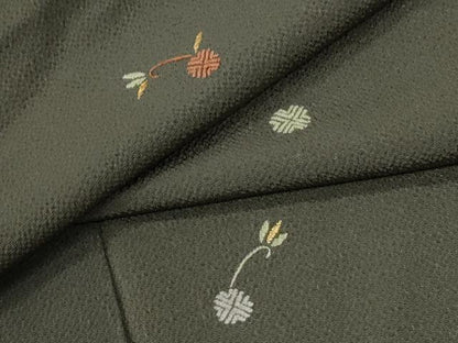 平和屋着物●訪問着　総刺繍　竹屋町刺繍　草花文　鬼しぼ縮緬　正絹　逸品　CABM3935yc