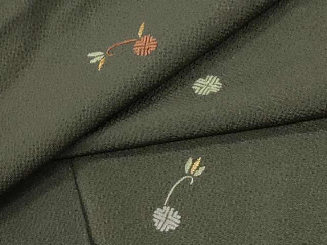 平和屋着物●訪問着　総刺繍　竹屋町刺繍　草花文　鬼しぼ縮緬　正絹　逸品　CABM3935yc