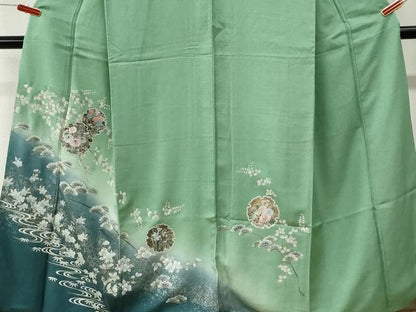 平和屋着物●訪問着　螺鈿　浜松雪輪草花文　暈し染め　金彩部分　ますいわ屋扱い　正絹　逸品　CABM3937yc