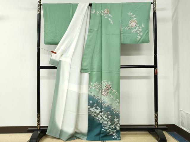平和屋着物●訪問着　螺鈿　浜松雪輪草花文　暈し染め　金彩部分　ますいわ屋扱い　正絹　逸品　CABM3937yc