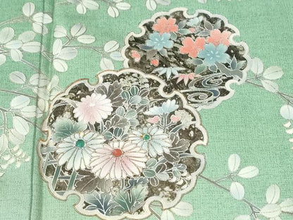 平和屋着物●訪問着　螺鈿　浜松雪輪草花文　暈し染め　金彩部分　ますいわ屋扱い　正絹　逸品　CABM3937yc