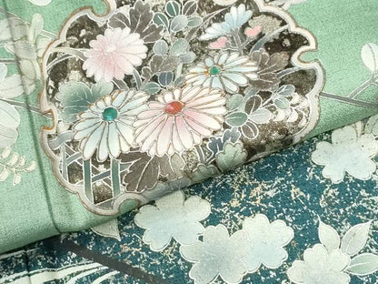 平和屋着物●訪問着　螺鈿　浜松雪輪草花文　暈し染め　金彩部分　ますいわ屋扱い　正絹　逸品　CABM3937yc