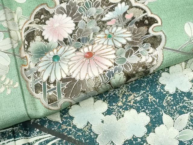 平和屋着物●訪問着　螺鈿　浜松雪輪草花文　暈し染め　金彩部分　ますいわ屋扱い　正絹　逸品　CABM3937yc