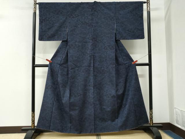 平和屋着物●結城紬　雲取り花松文　正絹　逸品　未使用　CABM3938yc