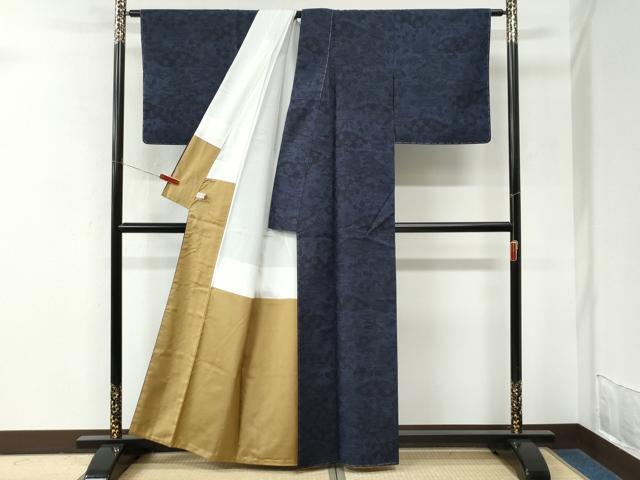 平和屋着物●結城紬　雲取り花松文　正絹　逸品　未使用　CABM3938yc