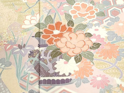 平和屋着物●訪問着　道長陶器花唐草文　暈し染め　金彩　正絹　逸品　未使用　CABM3941yc