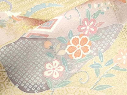 平和屋着物●訪問着　道長陶器花唐草文　暈し染め　金彩　正絹　逸品　未使用　CABM3941yc