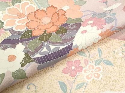 平和屋着物●訪問着　道長陶器花唐草文　暈し染め　金彩　正絹　逸品　未使用　CABM3941yc