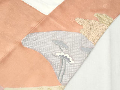 平和屋着物●訪問着　道長陶器花唐草文　暈し染め　金彩　正絹　逸品　未使用　CABM3941yc