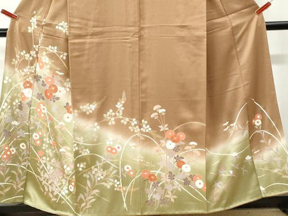 平和屋着物●訪問着　草花文　暈し染め　金彩　正絹　逸品　CABM3942yc