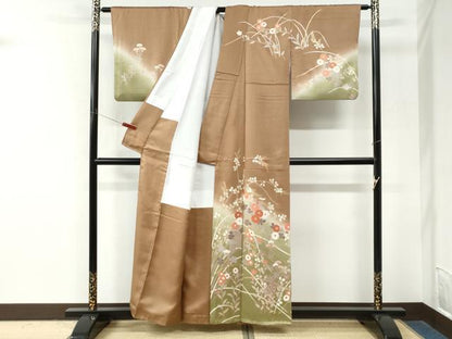 平和屋着物●訪問着　草花文　暈し染め　金彩　正絹　逸品　CABM3942yc