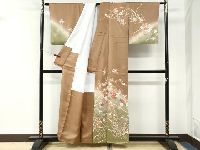 平和屋着物●訪問着　草花文　暈し染め　金彩　正絹　逸品　CABM3942yc
