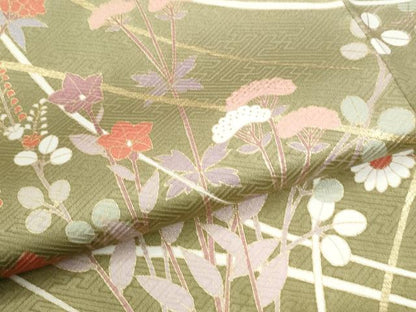 平和屋着物●訪問着　草花文　暈し染め　金彩　正絹　逸品　CABM3942yc