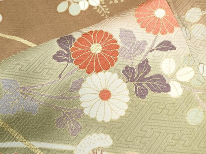 平和屋着物●訪問着　草花文　暈し染め　金彩　正絹　逸品　CABM3942yc