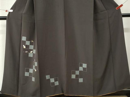 平和屋着物●訪問着　刺繍　市松瓢箪文箱宝尽くし　金糸　正絹　逸品　CABM3944yc