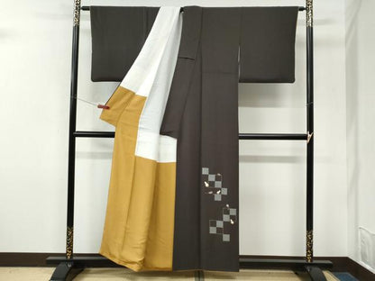 平和屋着物●訪問着　刺繍　市松瓢箪文箱宝尽くし　金糸　正絹　逸品　CABM3944yc