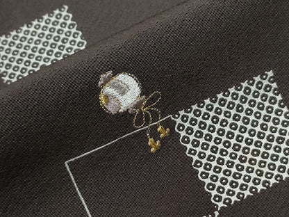 平和屋着物●訪問着　刺繍　市松瓢箪文箱宝尽くし　金糸　正絹　逸品　CABM3944yc